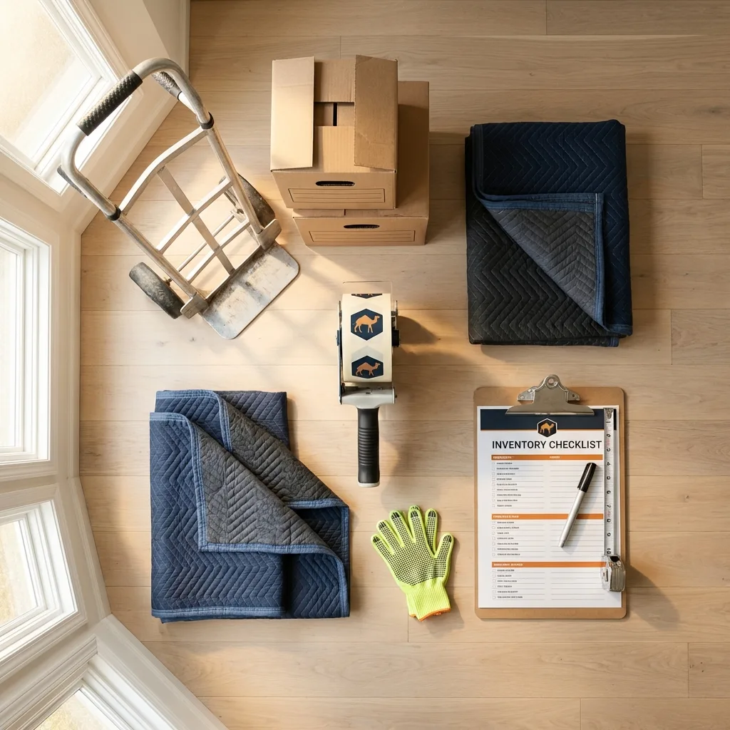 Professional moving supplies and packing materials layout for Skowhegan residential relocations
